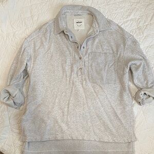 aerie Heather Gray Button Henley Sweatshirt
